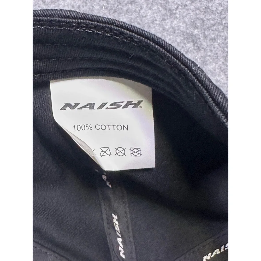 Naish Black Snapback Hat Embroidered Logo Cotton Flat Brim Cap Mens OSFM